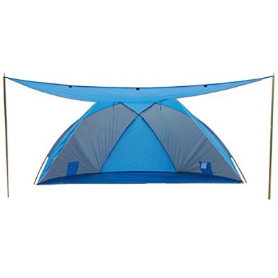 Explorer Strandmuschel mit Sonnendach Verschließbar, Blau/Grau
